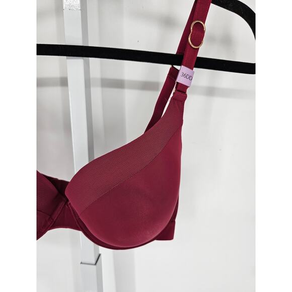 Secret Treasures Womens Sz 36DD Lightly Padded T Shirt Bra Dark Red NEW - Picture 2 of 4